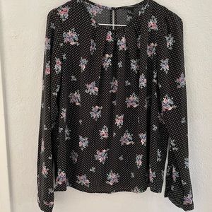 Forever 21 Floral Polka-dot Blouse, Medium